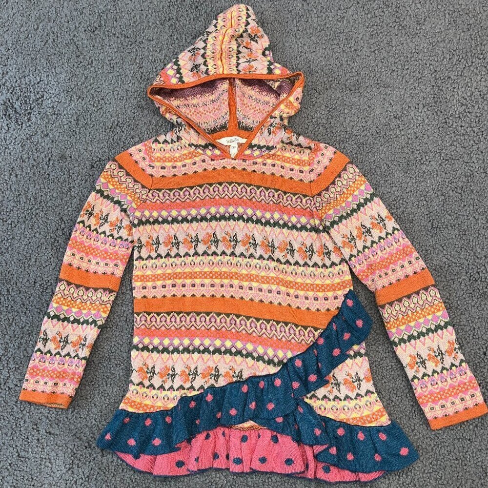 MATILDA JANE KEEP ME COZY CHOOSE YOU PATH HOODED SWEATER - FAIR ISLE RUFFLES - 8
